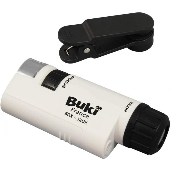 Zsebmikroszkóp LED fénnyel és okostelefon adapterrel BUKI