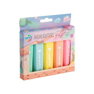   Moxy Pasztell színű kiemelő filctoll készlet 5 db-os Grafix
