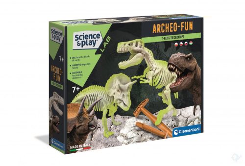 Archeofun- világító T-Rex és Triceratops Clementoni