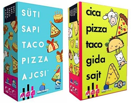 Cica, pizza, taco, gida, sajt és  Süti, sapi, taco, pizza, ajcsi  parti kártyajátékcsomag
