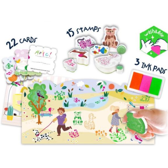 Első nyomda készletem 15 db figurás kimosható nyomdával, Háziállatok Haku Yoka