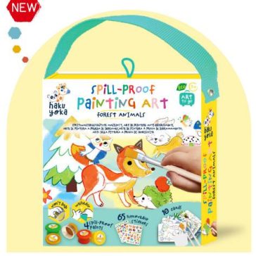   Első festő és matricázós készletem 4db kimosható festékkel, Erdei állatok Haku Yoka