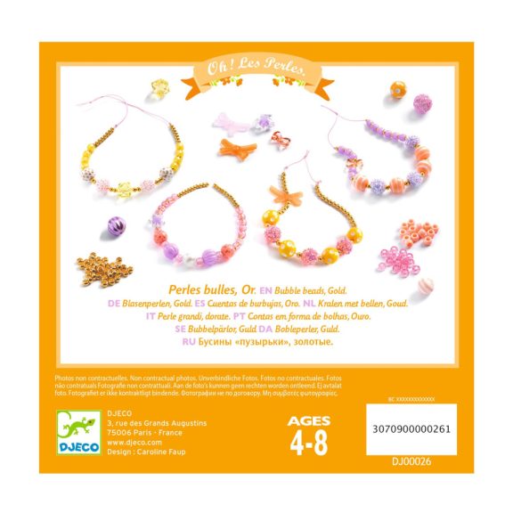 Ékszerkészítő készlet - Buborék gyöngyök, arany - Bubble beads, Gold