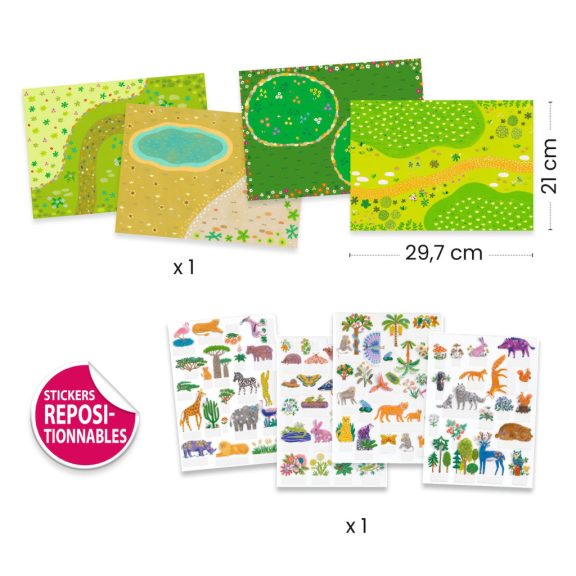 Matricázós sztorik, 3D - Állati élőhelyek - Lift-up stickers - Animals