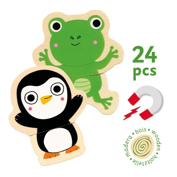 Mágneses képkirakó - Kukucskáló állatok Djeco