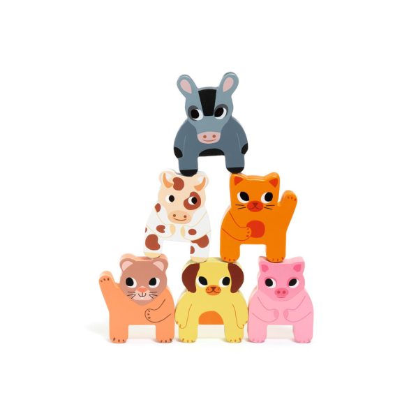 Húzható- és építőjáték - Tanyasi vonat, 4 vagon + 7 állat - Trainimo Farm