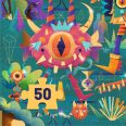 Szörnyek partija -Metál fényű puzzle 50 db-os Djeco