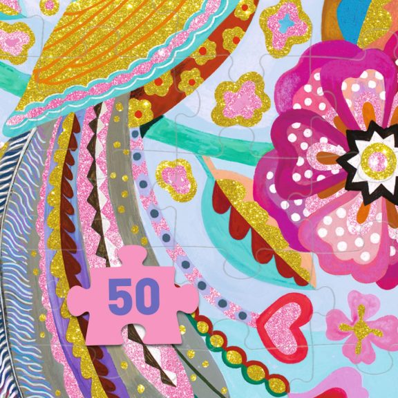 Csillámos varázs puzzle- madár- 50db-os Djeco