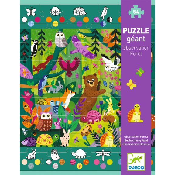 Megfigyeltető puzzle - Állatok az erdőben, 54 db-os Djeco