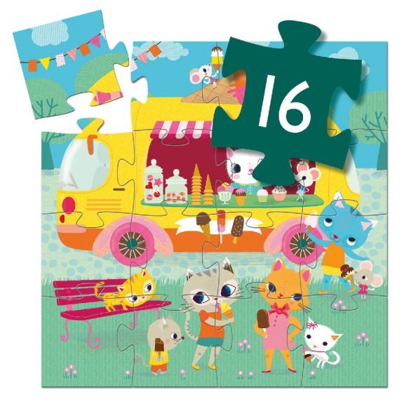 Formadobozos puzzle - Fagyis kocsi, 16 db-os - Ice cream truck