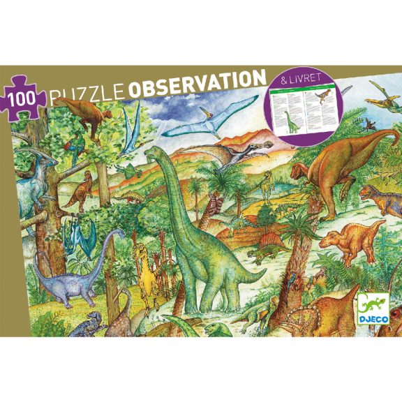 Megfigyeltető puzzle - Dinoszauruszok 100 db-os  Djeco
