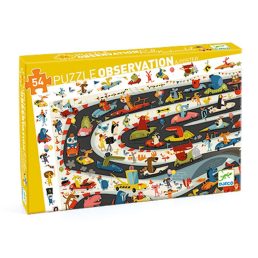 Megfigyeltető puzzle - Állati autóverseny -54db-os Djeco