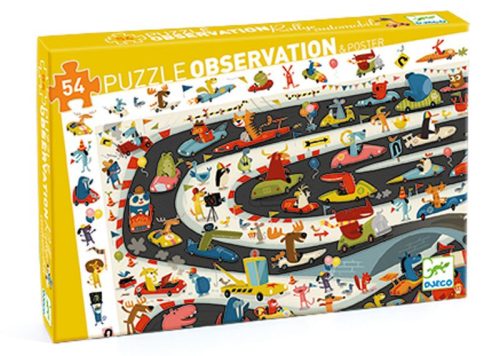 Megfigyeltető puzzle - Állati autóverseny 