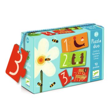   Párosító puzzle 10db-os - Számok  állatfigurákkal Djeco