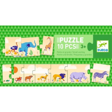   Sorozatkirakó puzzle a szavanna állataival- Kicsi és nagy puzzle-10 db-os  Djeco