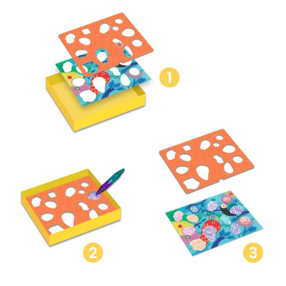 Színezés sablonokkal - Kismadár és társai - Djeco