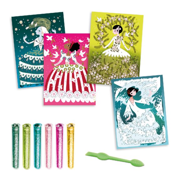 Csillámkép készítő - Csillogó ruhák - Glitter dresses Djeco