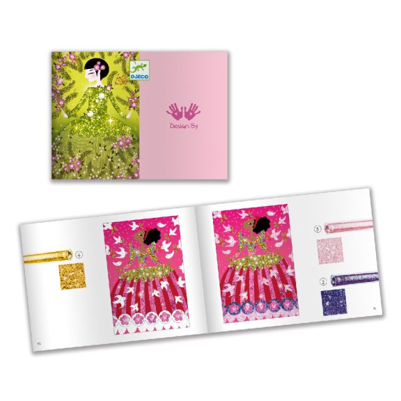 Csillámkép készítő - Csillogó ruhák - Glitter dresses Djeco