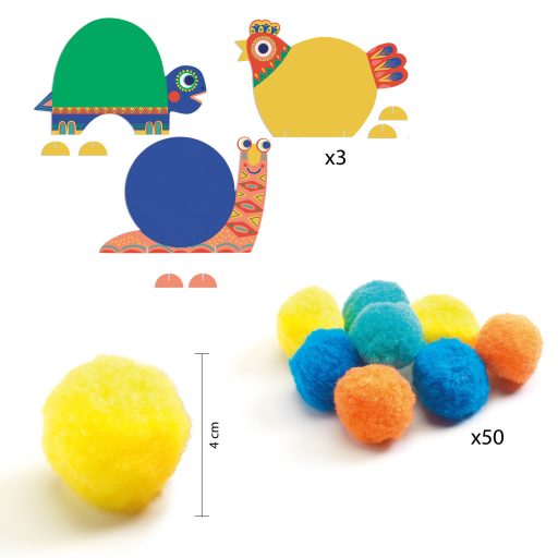 Pompom-kép készítő - Óriás pompom állatok Djeco