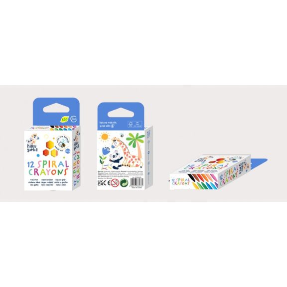 Színes spirálozott felületű méhviaszos zsírkréta, 12 db-os Haku Yoka