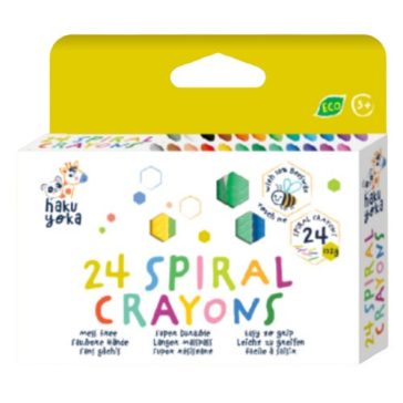   Színes spirálozott felületű méhviaszos zsírkréta, 24 db-os Haku Yoka
