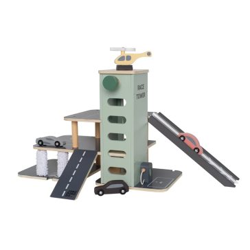   Emeletes fa parkolóház lifttel és járművekkel Jabadabado