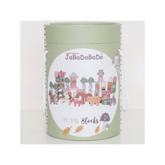 50 darabos fa építőkocka készlet Az erdő állatai Jabadabado