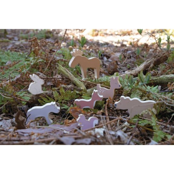 50 darabos fa építőkocka készlet Az erdő állatai Jabadabado