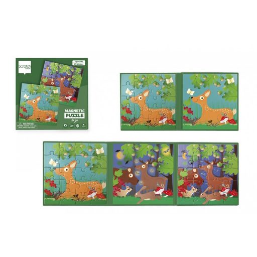  Mágneses puzzle könyv - Erdő - Scratch Europe
