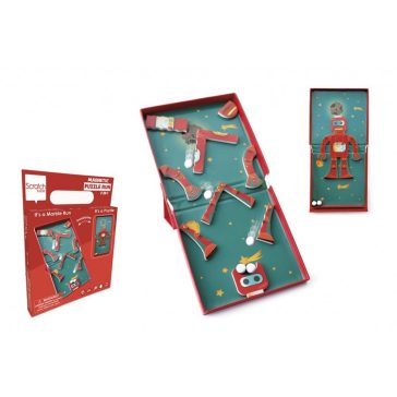   2 az 1-ben mágneses puzzle és golyófuttató játék, robotos Scratch Europe