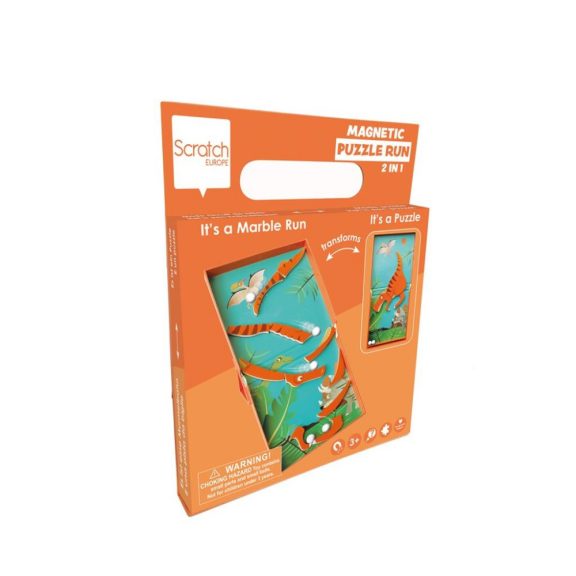 2 az 1-ben mágneses puzzle és golyófuttató játék, dinós Scratch Europe
