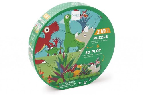 2 az 1-ben puzzle és 3D puzzle Dino Scratch Europe