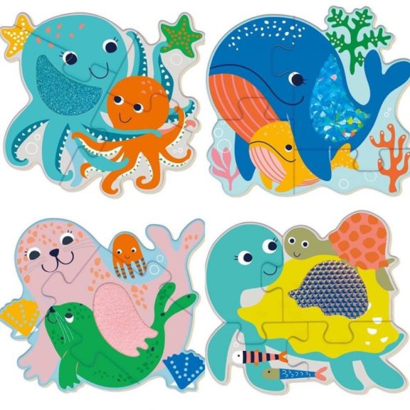 Tapintós puzzle csomag- Tenger állatai- Vadonélő állatok